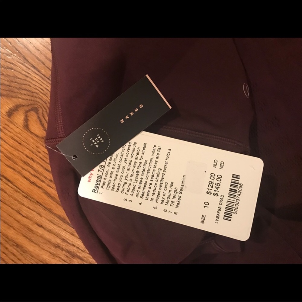 New LULULEMON reveal tights dark adobe wine 10 - Picture 8 of 8